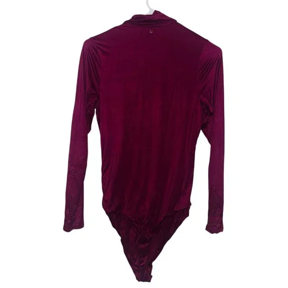 Victoria's Secret Dark Plum Satin Long Sleeve High Neck Bodysuit - Picture 3 of 6